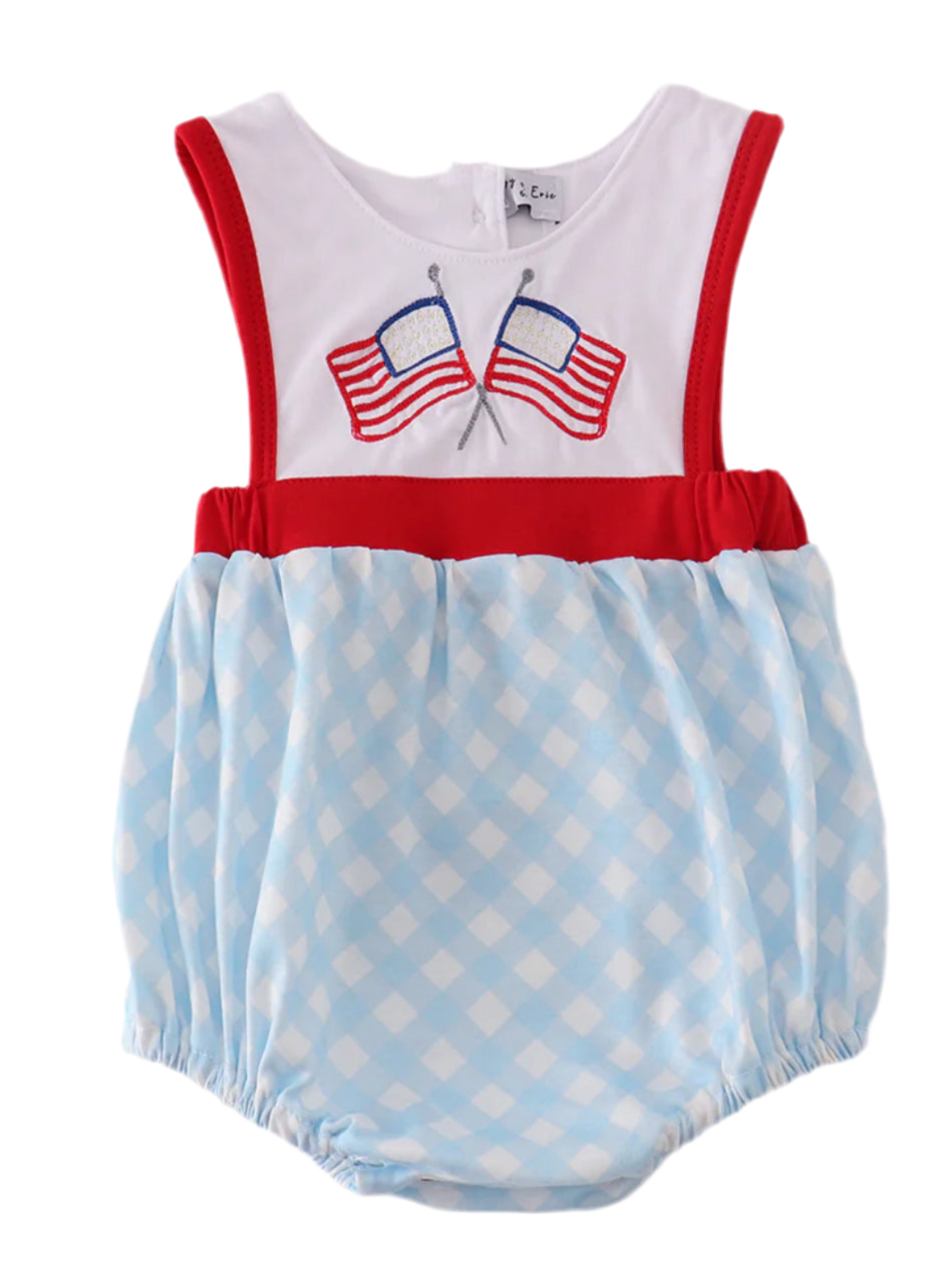 Girls Plaid Flag Bubble