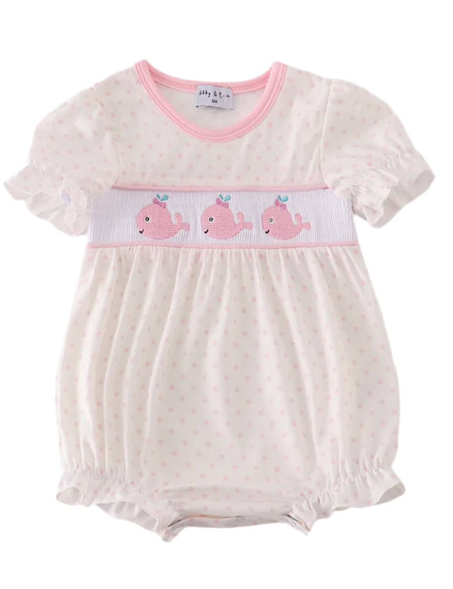 Pink Whale Smocked Bubble