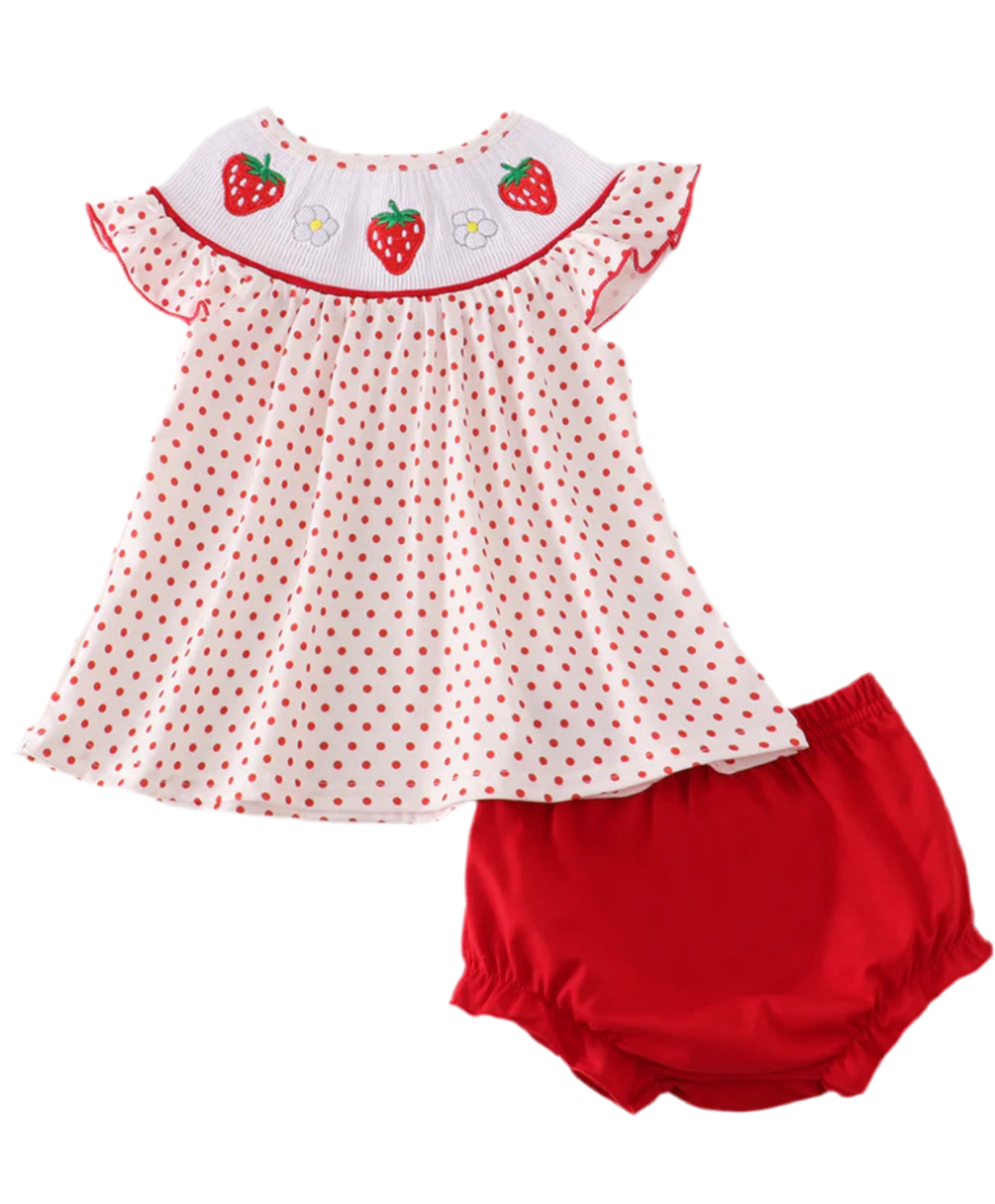 Strawberry Smocked Bloomer Set