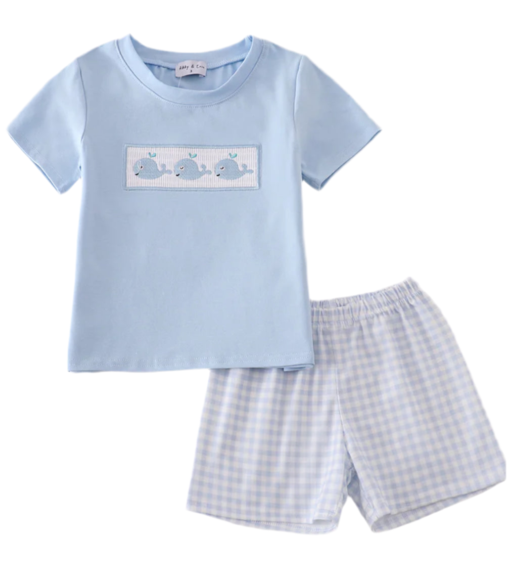 Blue Whale Smocked Set